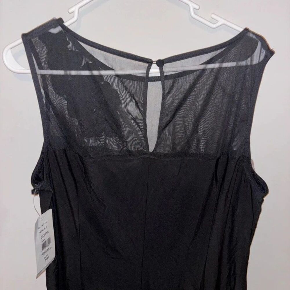 MSK Sheer Sheath Dress 3D Floral Appliqué Sleeveless Black Size 20W - Picture 6 of 8